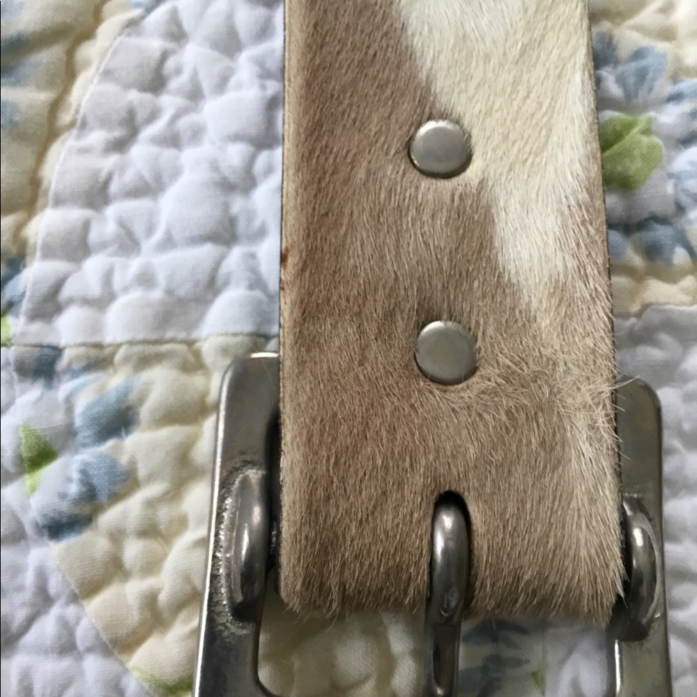 Pony hair leather embellished belt last chance